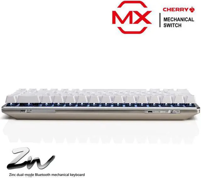 Alt view image 4 of 7 - A-jazz Zn Alloy Bluetooth  and USB  Wired Dual Mode Connectivity, 68 keys Cherry MX Switch Mechanical Keyboard