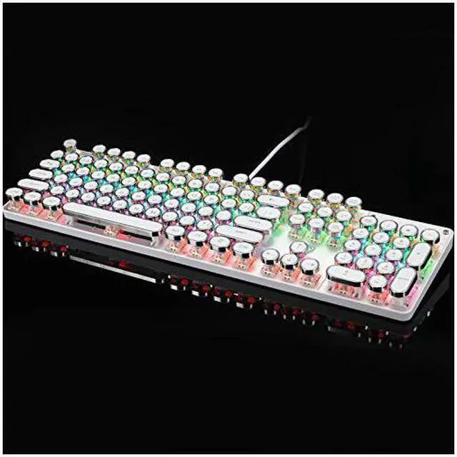 Alt view image 3 of 7 - CORN USB LED Backlit Retro Typewriter Mechanical Keyboard - Blue Switch - Round Keycaps - 104 Keys Vintage Inspired Steampunk Gaming Keyboard – Mechanical Gaming Keyboard for PC Mac Gamer