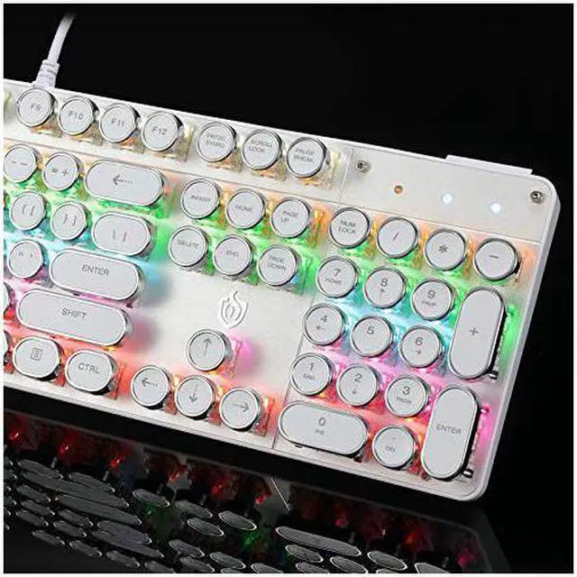 Alt view image 7 of 7 - CORN USB LED Backlit Retro Typewriter Mechanical Keyboard - Blue Switch - Round Keycaps - 104 Keys Vintage Inspired Steampunk Gaming Keyboard – Mechanical Gaming Keyboard for PC Mac Gamer