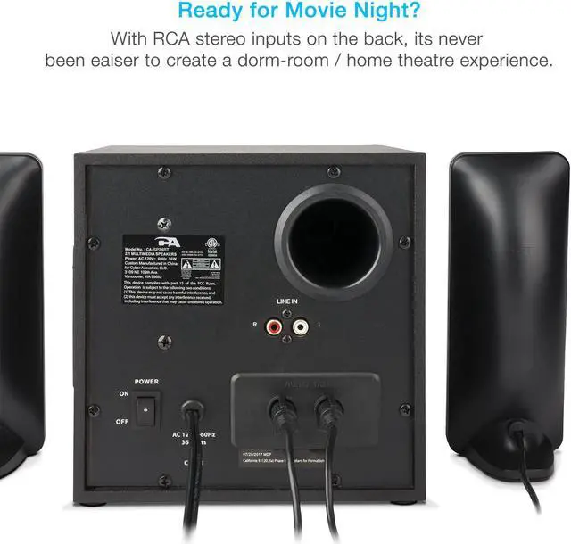 Alt view image 3 of 7 - Cyber Acoustics Bluetooth Speakers with LED Lights – The Perfect Gaming, Movie, Party, Multimedia 2.1 Subwoofer Speaker System (CA-SP34BT)