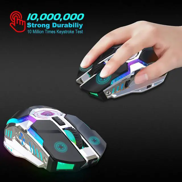 Alt view image 4 of 7 - CORN T30Z Ergonomic Design, Rechargeable RGB Backlit 2400DPI Mouse, 2.4Ghz Wireless Connectivity