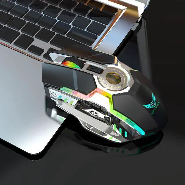 Alt view image 5 of 7 - CORN T30Z Ergonomic Design, Rechargeable RGB Backlit 2400DPI Mouse, 2.4Ghz Wireless Connectivity