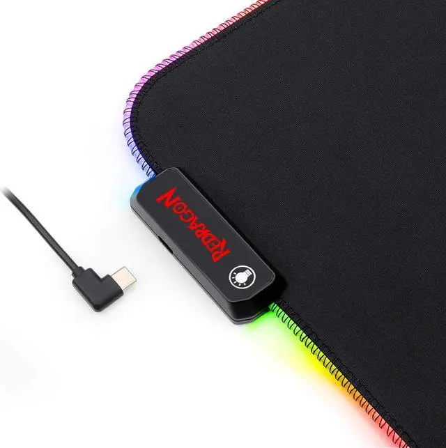 Alt view image 7 of 7 - Redragon RGB LED Large Gaming Mouse Pad Soft Matt with Nonslip Base, Stitched Edges (800 x 300 x 3mm)
