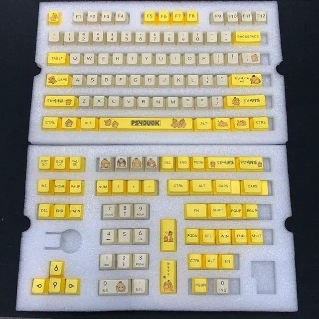 Alt view image 4 of 4 - CORN Keycaps Set for Mechanical Gaming Keyboard - PBT Keycaps, Keycaps Only-Support 61/64/87/96/104 Keys Keyboard, Keycaps ONLY-Psyduck(OEM Height)