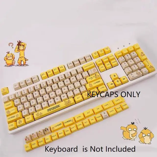 Main image of CORN Keycaps Set for Mechanical Gaming Keyboard - PBT Keycaps, Keycaps Only-Support 61/64/87/96/104 Keys Keyboard, Keycaps ONLY-Psyduck(OEM Height)