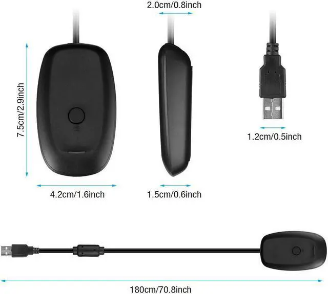 Alt view image 4 of 7 - FirstPower Xbox 360 Wireless Receiver (Black) USB Game Adapter for PC Computer Gaming and Platforms Compatible with Xbox 360 Controllers