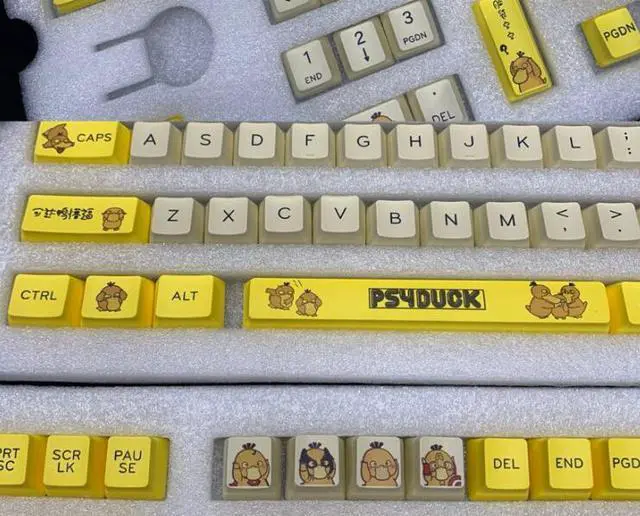 Alt view image 2 of 4 - CORN Keycaps Set for Mechanical Gaming Keyboard - PBT Keycaps, Keycaps Only-Support 61/64/87/96/104 Keys Keyboard, Keycaps ONLY-Psyduck(OEM Height)