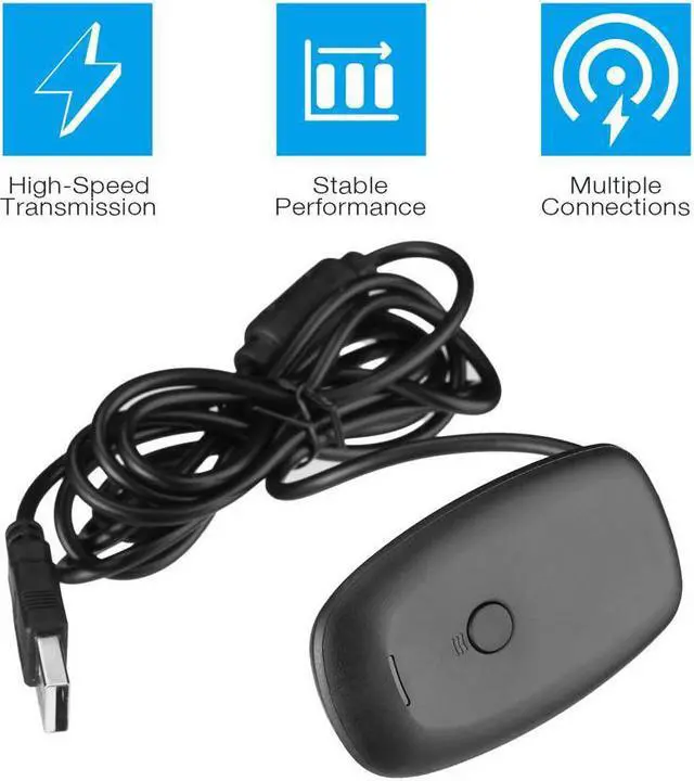 Alt view image 2 of 7 - FirstPower Xbox 360 Wireless Receiver (Black) USB Game Adapter for PC Computer Gaming and Platforms Compatible with Xbox 360 Controllers