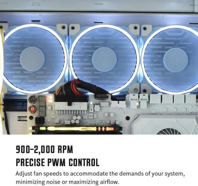 Alt view image 5 of 7 - Pastel 120mm Case Fan White LED PWM Fan for PC Case/CPU Cooler (Baby Blue) for ID-COOLING ZF-12025