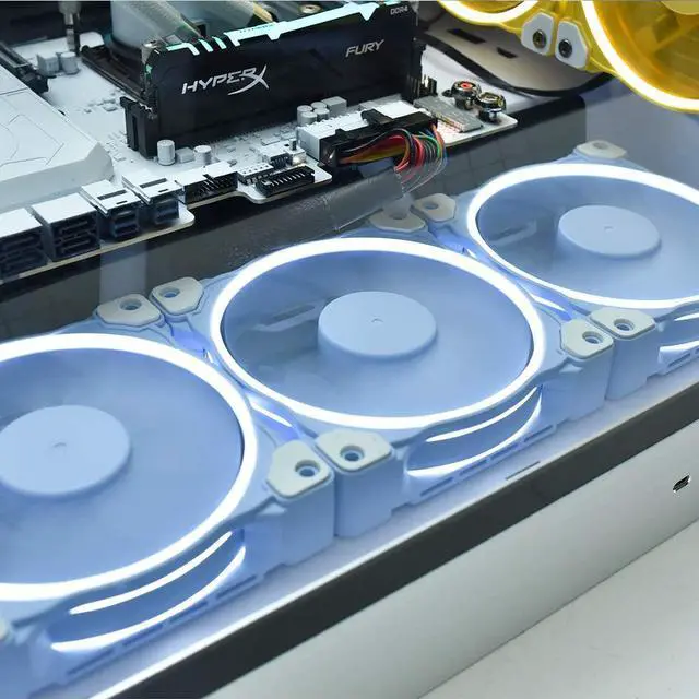 Alt view image 3 of 7 - Pastel 120mm Case Fan White LED PWM Fan for PC Case/CPU Cooler (Baby Blue) for ID-COOLING ZF-12025