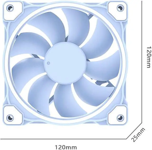 Alt view image 4 of 7 - Pastel 120mm Case Fan White LED PWM Fan for PC Case/CPU Cooler (Baby Blue) for ID-COOLING ZF-12025