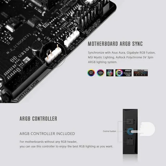 Alt view image 7 of 7 - CPU Cooler AM4 CPU Cooler 5V Addressable RGB Cooler 4 Heatpipes CPU Air Cooler 120mm PWM Fan, Intel/AMD for ID-COOLING SE-234-ARGB