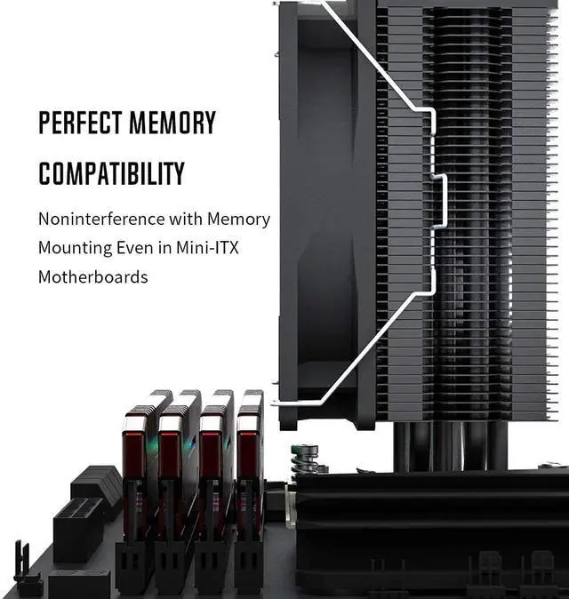 Alt view image 5 of 7 - RGB CPU Cooler AM4 CPU Cooler 4 Heatpipes CPU Air Cooler 120mm PWM Fan Air Cooling for Intel/AMD for ID-COOLING SE-224-XT
