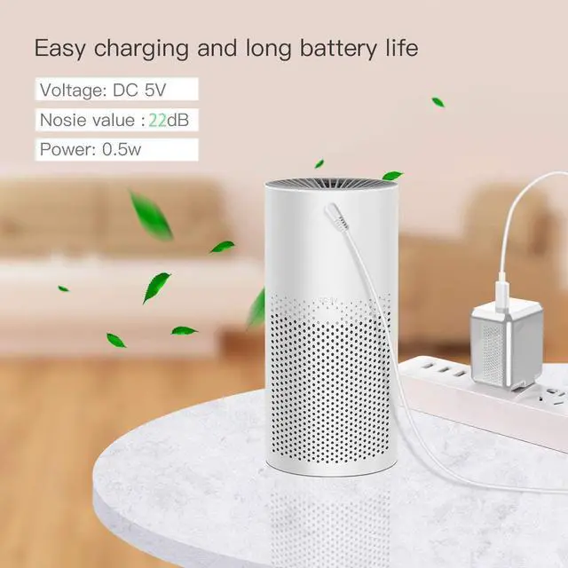 Alt view image 6 of 7 - THE THREE MUSKETEERS III M Mini Portable Air Purifier for Home Bedroom Office Desktop Pet Room Air Cleaner for Car with True HEPA Filters and Silence