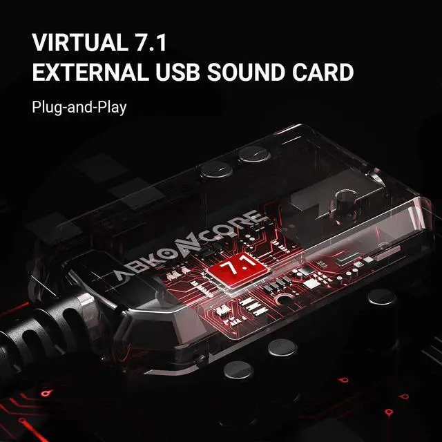 Alt view image 4 of 5 - ABKONCORE CH713M Gaming Headset Esport with 7.1 Sound Card, Gaming Headphones for PS4, PC, Xbox, Nintendo Switch, Laptop, Mac with Noise-Cancelling Mic, Bass Vibration, LED Light, in-line Controller