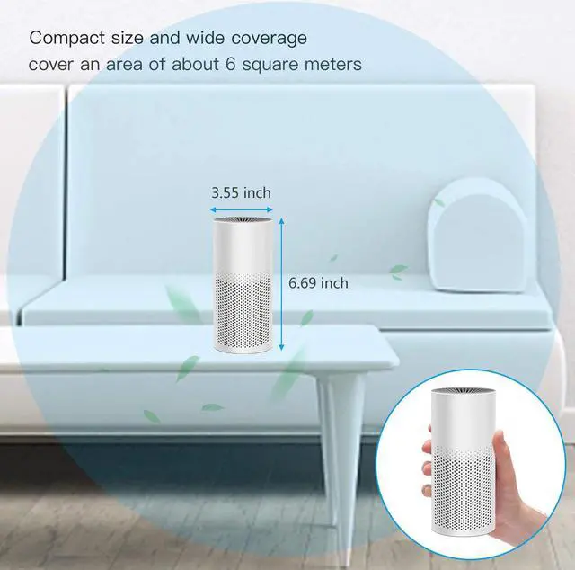Alt view image 5 of 7 - THE THREE MUSKETEERS III M Mini Portable Air Purifier for Home Bedroom Office Desktop Pet Room Air Cleaner for Car with True HEPA Filters and Silence