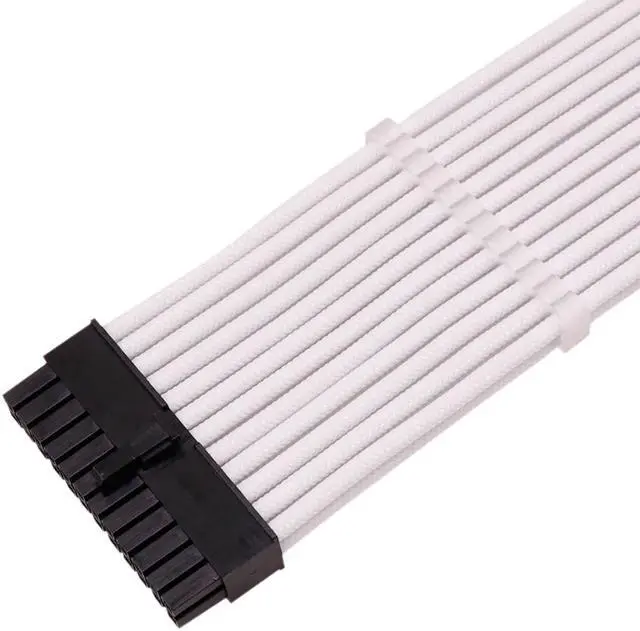 Alt view image 4 of 4 - CORN Sleeved Cables PSU Extension Cable Kit, 1x24-PIN 2x8-PIN 1x(4+4)-PIN Power Supply, 30CM (White)