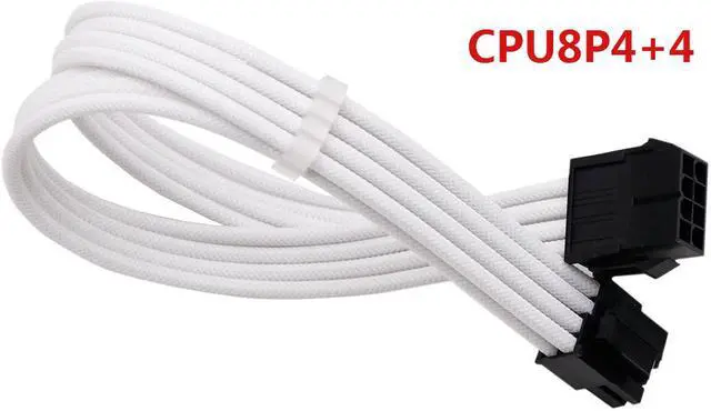 Alt view image 2 of 4 - CORN Sleeved Cables PSU Extension Cable Kit, 1x24-PIN 2x8-PIN 1x(4+4)-PIN Power Supply, 30CM (White)