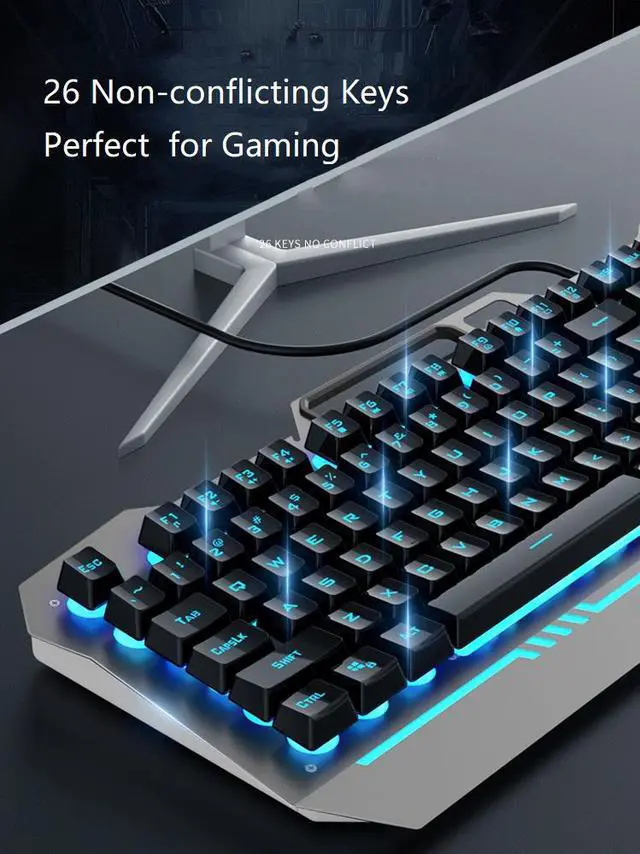 Alt view image 3 of 7 - AULA F3010 Ergonomic Design Mechanical Feeling Gaming Keyboard  with Cool Backlit, 2400DPI Macro  Mouse and Gaming Headset Combo for Gaming and Office, 26 Non-conflicting Keys