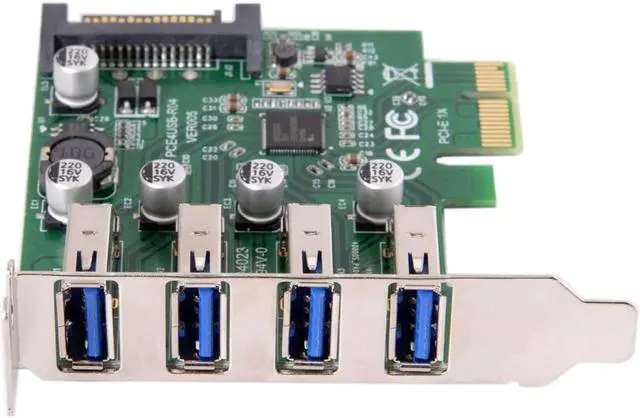 Alt view image 2 of 6 - Low Profile 4 Ports PCI-E to USB 3.0 HUB PCI Express Expansion Card Adapter 5Gbps for Motherboard