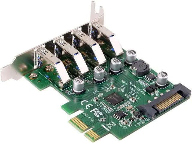 Alt view image 6 of 6 - Low Profile 4 Ports PCI-E to USB 3.0 HUB PCI Express Expansion Card Adapter 5Gbps for Motherboard