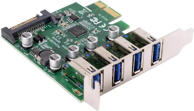 Alt view image 4 of 6 - Low Profile 4 Ports PCI-E to USB 3.0 HUB PCI Express Expansion Card Adapter 5Gbps for Motherboard