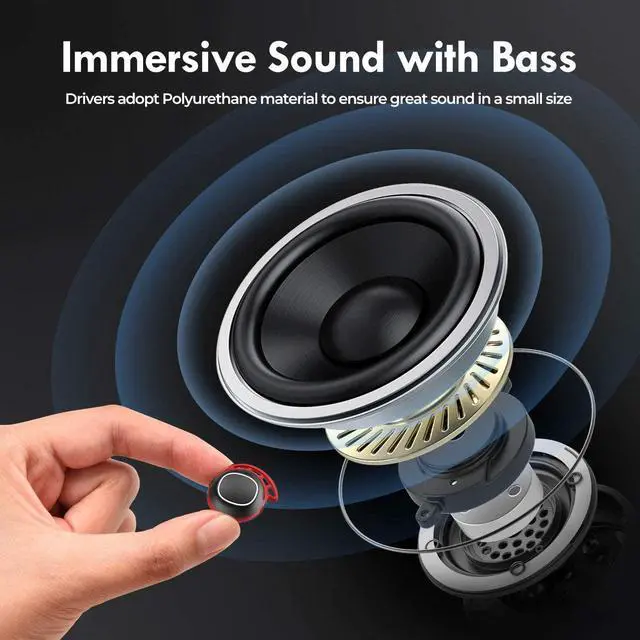 Alt view image 5 of 7 - Wireless Earbuds, Mpow M30 in-Ear Bluetooth Headphones, Immersive Sound w/Bass, IPX8 Waterproof Sport Earbuds, Touch Control, 25 Hrs w/Type-C Charging Case/Mics, Red