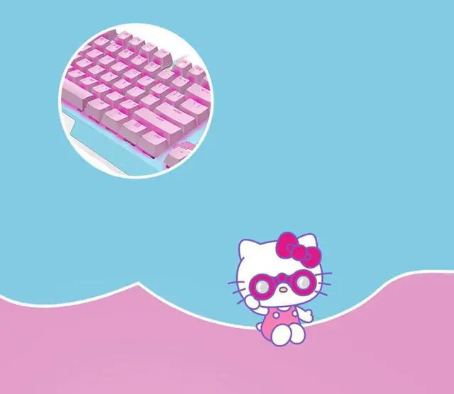 Alt view image 4 of 7 - Razer HelloKitty I SANRIO Pink Wired Keyboard Exclusive 87 Key Backlit Mechanical Keyboard