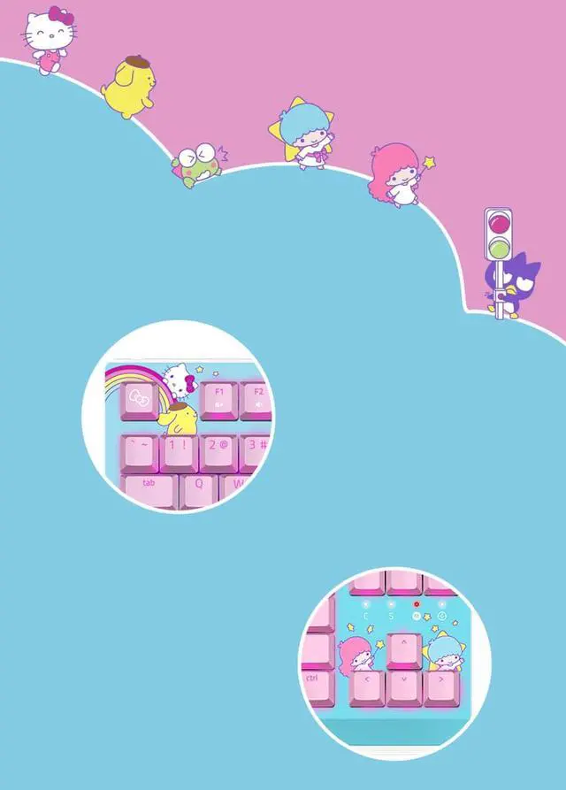 Alt view image 3 of 7 - Razer HelloKitty I SANRIO Pink Wired Keyboard Exclusive 87 Key Backlit Mechanical Keyboard