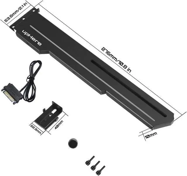 Alt view image 2 of 7 - upHere GS05CF Rainbow LED Effec Graphics Card GPU Brace Support Video Card Sag Holder/Holster Bracket,Anodized Aerospace Aluminum,Adjustable Length and Height Support