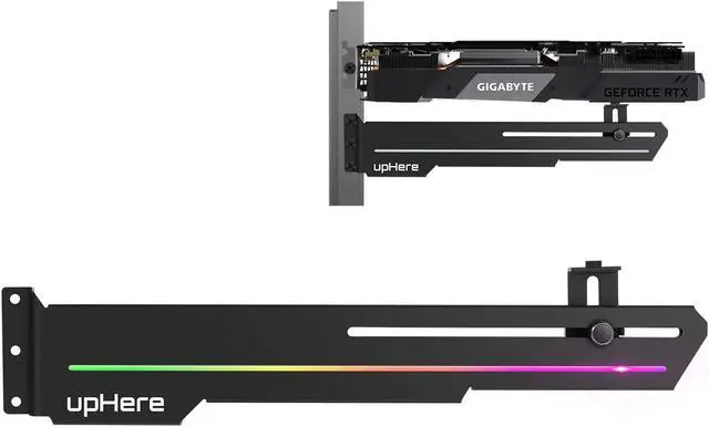 Main image of upHere GS05CF Rainbow LED Effec Graphics Card GPU Brace Support Video Card Sag Holder/Holster Bracket,Anodized Aerospace Aluminum,Adjustable Length and Height Support
