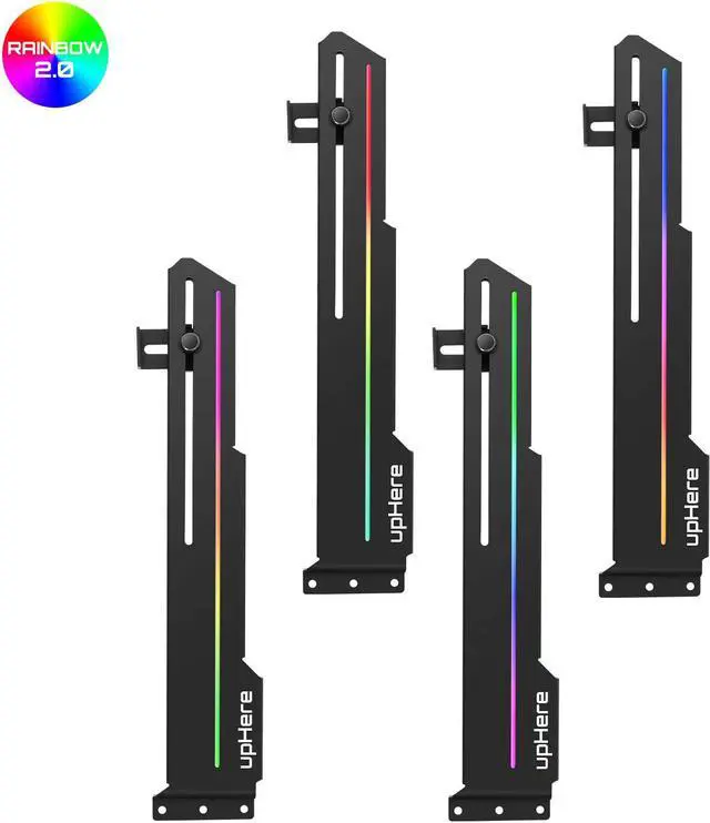 Alt view image 5 of 7 - upHere GS05CF Rainbow LED Effec Graphics Card GPU Brace Support Video Card Sag Holder/Holster Bracket,Anodized Aerospace Aluminum,Adjustable Length and Height Support