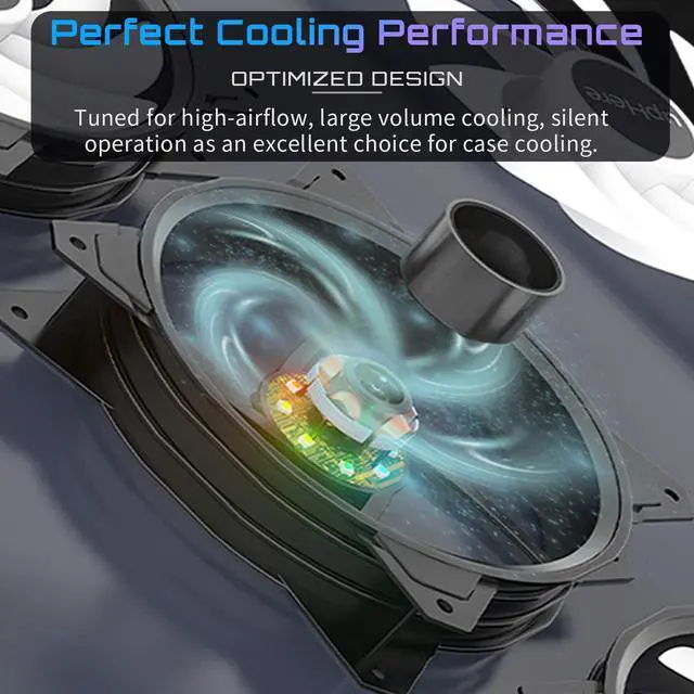 Alt view image 5 of 6 - upHere 5-Pack 120mm Silent Intelligent Control RGB Fan Adjustable Colorful Fans with Controller and Remote,PF1206-5