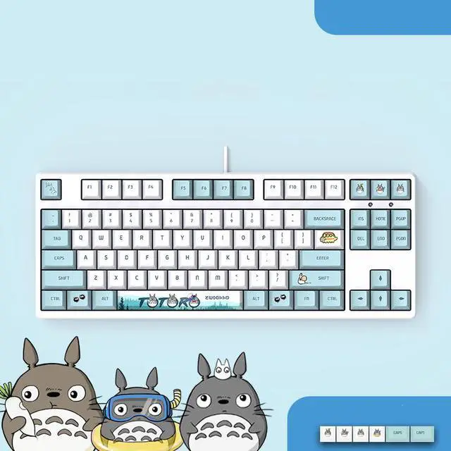 Alt view image 2 of 7 - CORN Ergonomic Design F87 Compact Layout 87Keys  Mechanical Gaming  Keyboard with White Backlit, PBT Keycaps, Hot-swappable( Totoro-White Base)