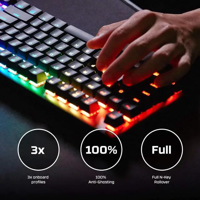 Alt view image 3 of 6 - HyperX Alloy Origins Mechanical Gaming Keyboard, HyperX Blue, US English Layout