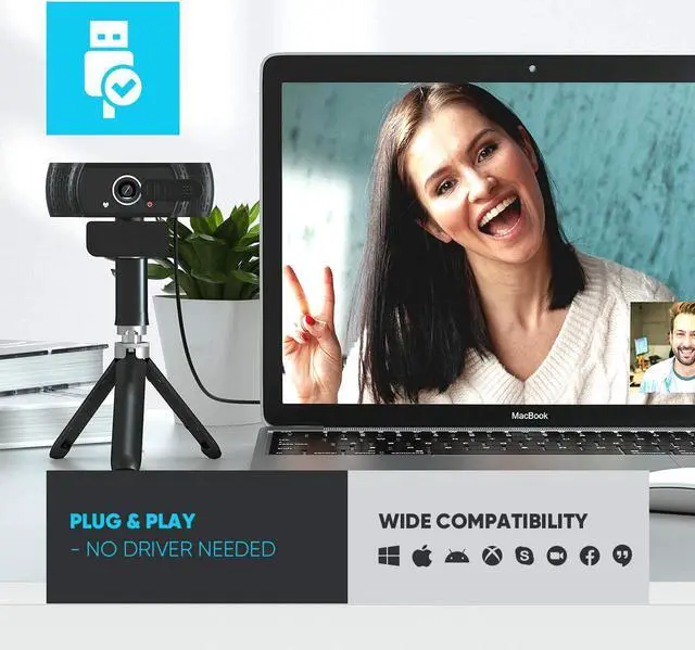 Alt view image 6 of 7 - CORN 1080P Webcam with Microphone - FHD Web Cam with Privacy Cover, Plug and Play USB Web Camera for Desktop & Laptop Video Conferencing/Calling/Skype/YouTube/Zoom/Facetime