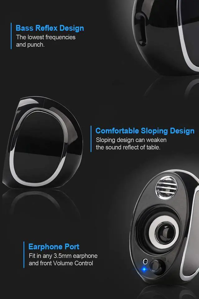 Alt view image 4 of 6 - 10W Computer Speakers, BONKS PC Powered Speakers USB Speaker Monitor Speakers for Desktop Computer/PC/TV/Laptop Gaming Speaker
