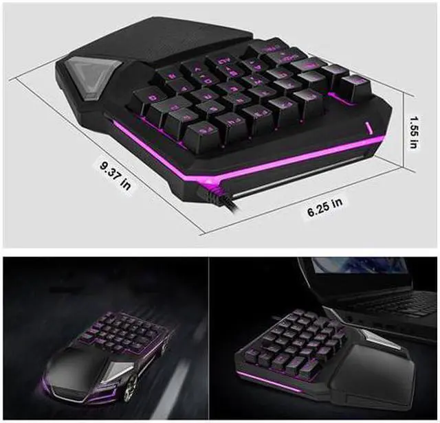 Alt view image 4 of 7 - CORN T9 Pro Gaming Keyboard LED Backlight Mechanical Feeling One Hand Wired Mini Portable Game Keyboard