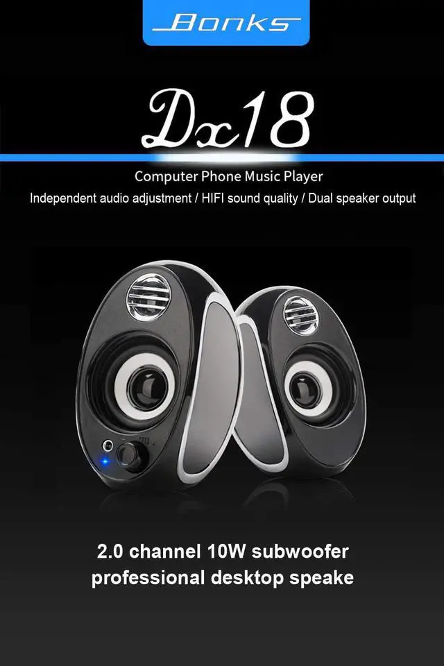 Alt view image 2 of 6 - 10W Computer Speakers, BONKS PC Powered Speakers USB Speaker Monitor Speakers for Desktop Computer/PC/TV/Laptop Gaming Speaker