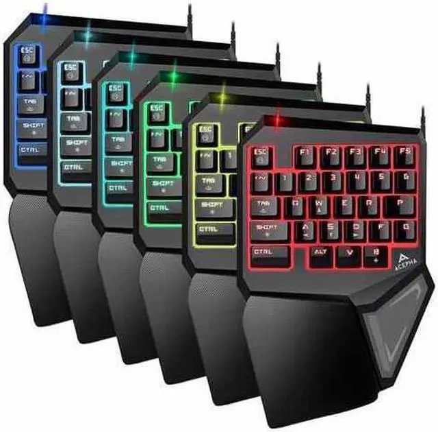 Alt view image 6 of 7 - CORN T9 Pro Gaming Keyboard LED Backlight Mechanical Feeling One Hand Wired Mini Portable Game Keyboard