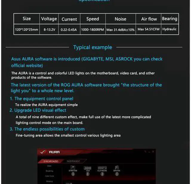 Alt view image 6 of 7 - 2-Pack PCCooler Corona Angel Eye AURA RGB Gigabyte/MSI/ASRock RGB Sync Supported - 120mm Super Silent Cooling Fan with Slimline LED Halo Ring, Hydraulic Bearing, 4 PIN PWM, Anti-Vibration Pads