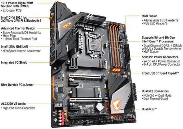 Alt view image 5 of 7 - GIGABYTE Z390 AORUS PRO WIFI LGA 1151 (300 Series) Intel Z390 SATA 6Gb/s ATX Intel Motherboard