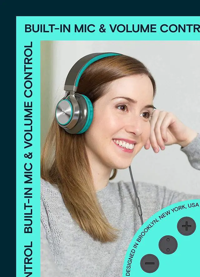 Alt view image 6 of 6 - Artix CL750 Foldable Noise Isolating On Ear Headphones Wired with Microphone and Volume Control, Stereo Head Phones Corded with Adjustable Headband for Computer, Laptop and Cell Phone