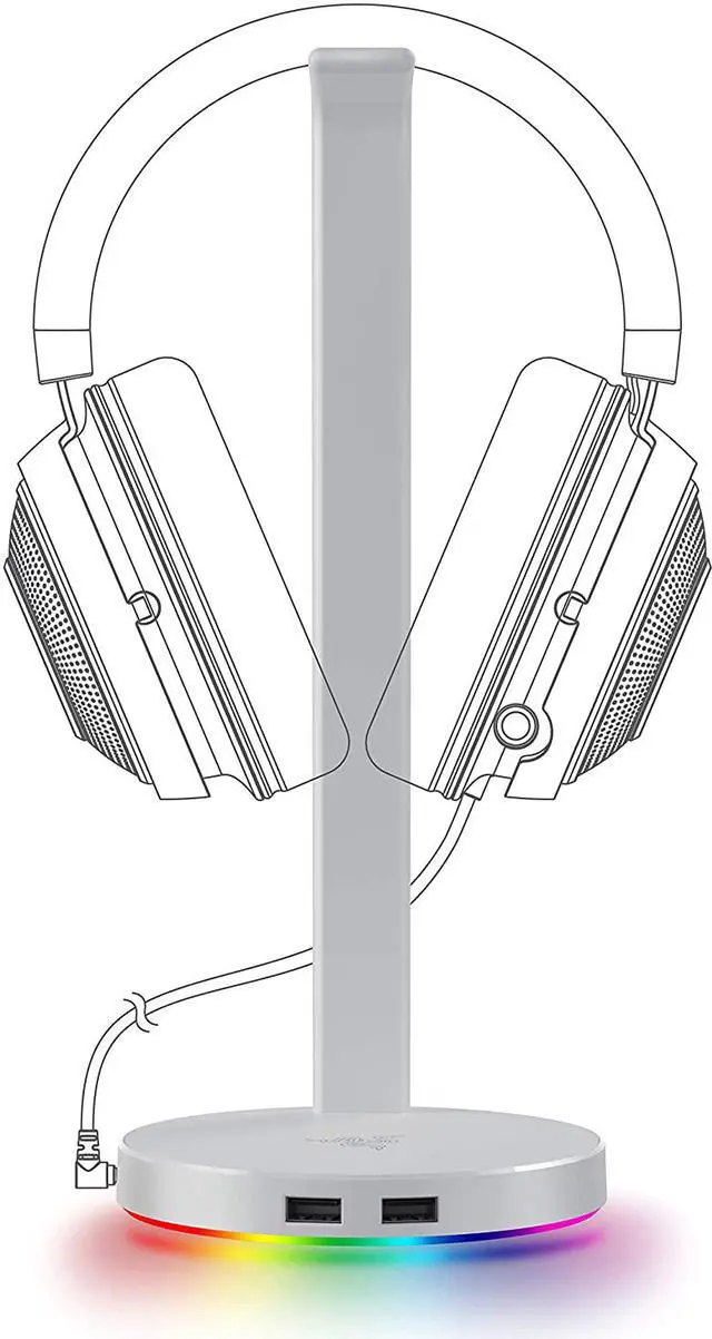 Alt view image 4 of 6 - Razer Base Station V2 Chroma: Chroma RGB Lighting - Non-Slip Rubber Base - Designed for Gaming Headsets - Mercury White, RC21-01510300-R3M1