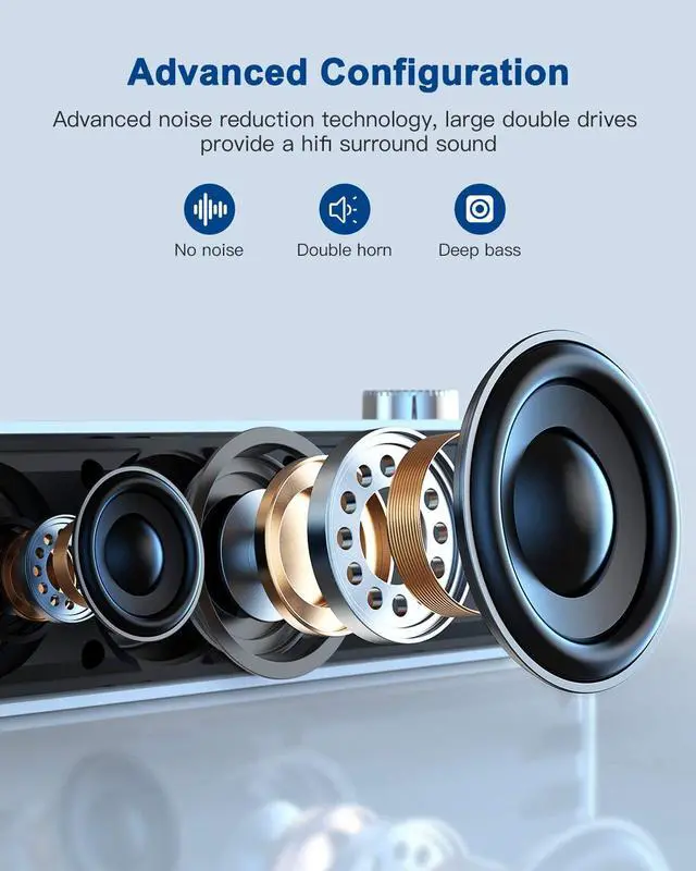 Alt view image 2 of 6 - LENRUE Laptop Speaker, Bluetooth 5.0 Computer Speaker with 10W Stereo Surround Sound, Built-in AUX, USB, TF, Wireless Computer Speaker for Desktop, Phone, Laptop, iMac, Tablet, iPad