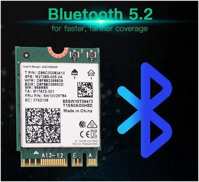 Alt view image 4 of 6 - 3000Mbps WiFi 6E Intel AX210 Bluetooth 5.2 M.2 2230 Key E WiFi 6 Card 2.4G/5Ghz/6Ghz Wireless AX210NGW 802.11ac/ax WiFi Adapter, Support Windows 10 Linux