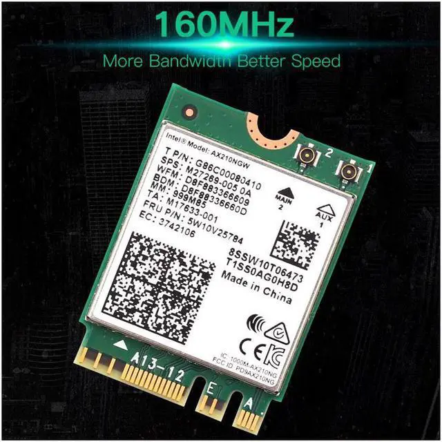 Alt view image 6 of 6 - 3000Mbps WiFi 6E Intel AX210 Bluetooth 5.2 M.2 2230 Key E WiFi 6 Card 2.4G/5Ghz/6Ghz Wireless AX210NGW 802.11ac/ax WiFi Adapter, Support Windows 10 Linux