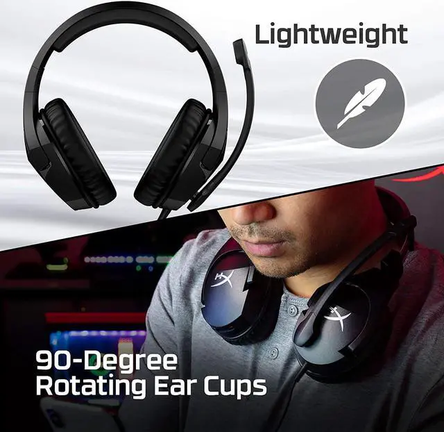 Alt view image 6 of 7 - HyperX Cloud Stinger S – Gaming Headset, for PC, Virtual 7.1 Surround Sound, Lightweight, Memory Foam, Soft Leatherette, Durable Steel Sliders, Swivel-to-Mute Noise-Cancelling Microphone, Black