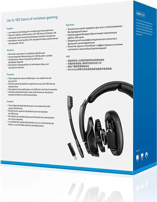 Alt view image 4 of 6 - Sennheiser GSP 370 Over-Ear Wireless Gaming Headset, Low-Latency Bluetooth,Noise-Cancelling Mic, Flip-to-Mute, Audio Presets - PC, Mac, Windows, and PS4 Compatible - Black