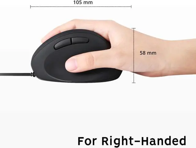 Alt view image 2 of 7 - Perixx PERIMICE-519 Wired Ergonomic Vertical Mouse - Portable Small Design - 105x67x58 mm - Right Handed Black